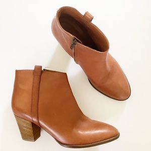 MADEWELL | Tan Leather Ankle Boots Heel Booties